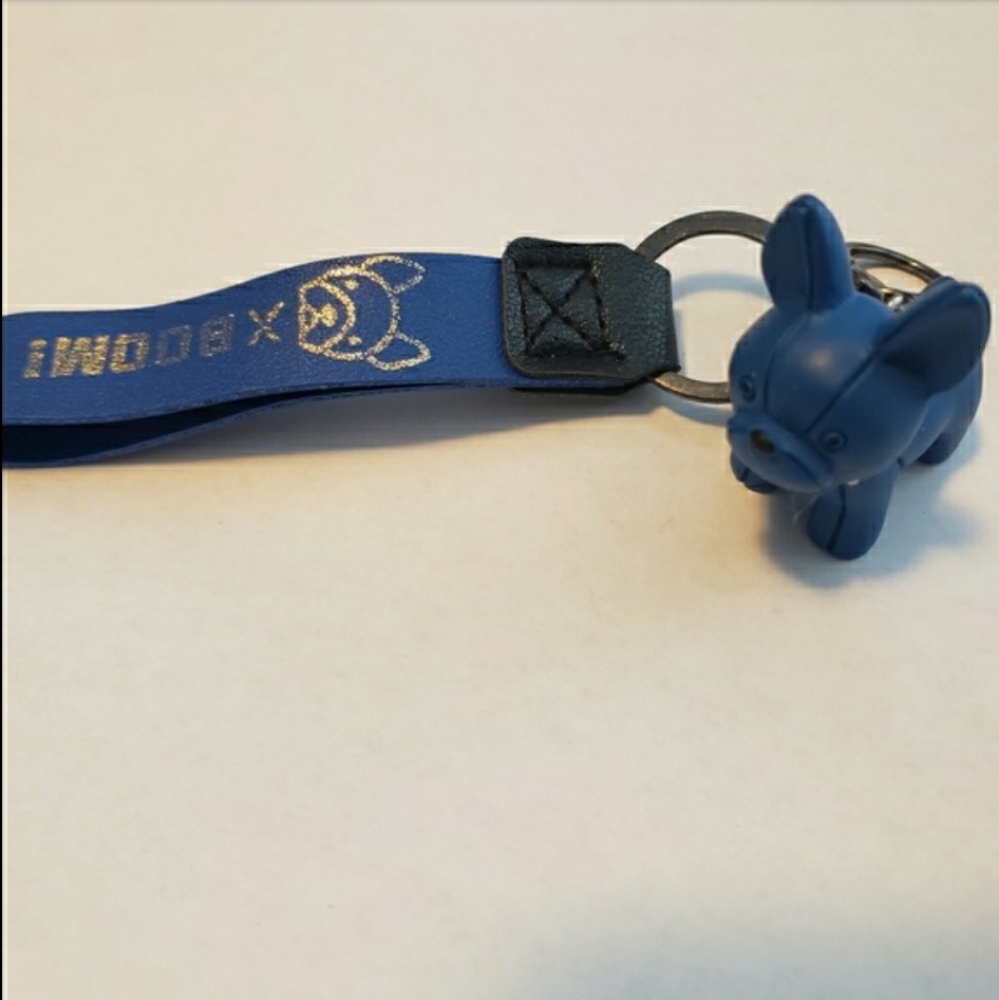 Blue French Bulldog Purse Charm Keyring Keychain